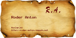 Roder Anton névjegykártya